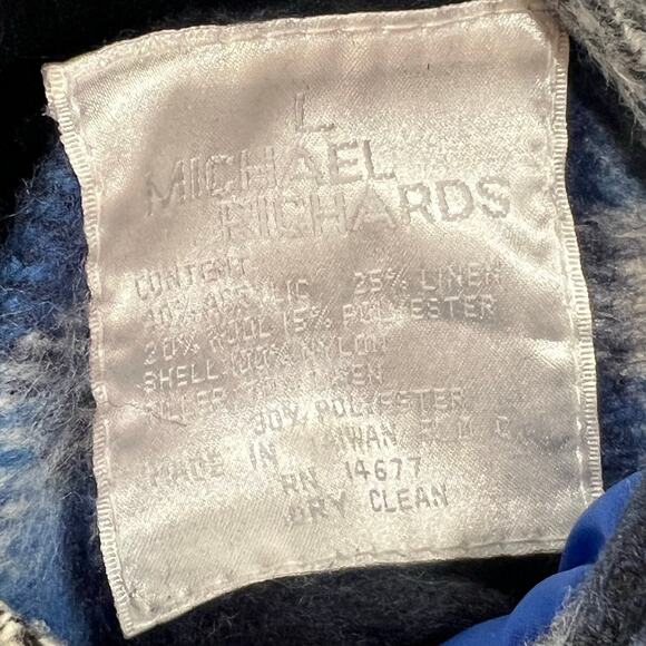 Michael Richards Vintage Blue plaid reversible puffer Vest Men’s size Large - Picture 8 of 9